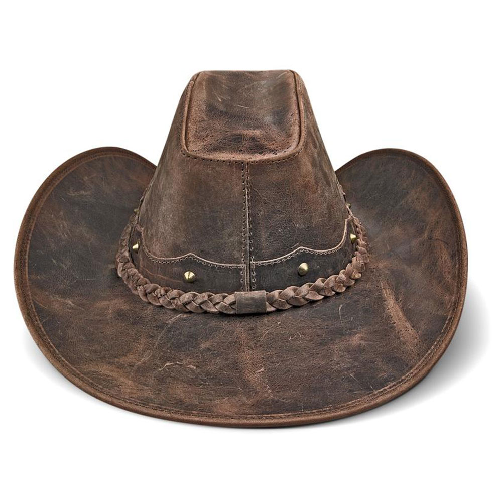 Leather western style pinch front cowboy hat | hat manufacturer